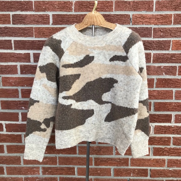 Anthropologie Moth Brown Tan Camo Pullover Sweater Size Small - Picture 2 of 12